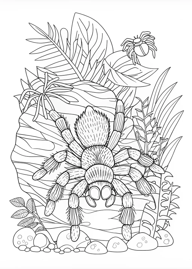 Giant Tarantula in the Mountains Coloring Page