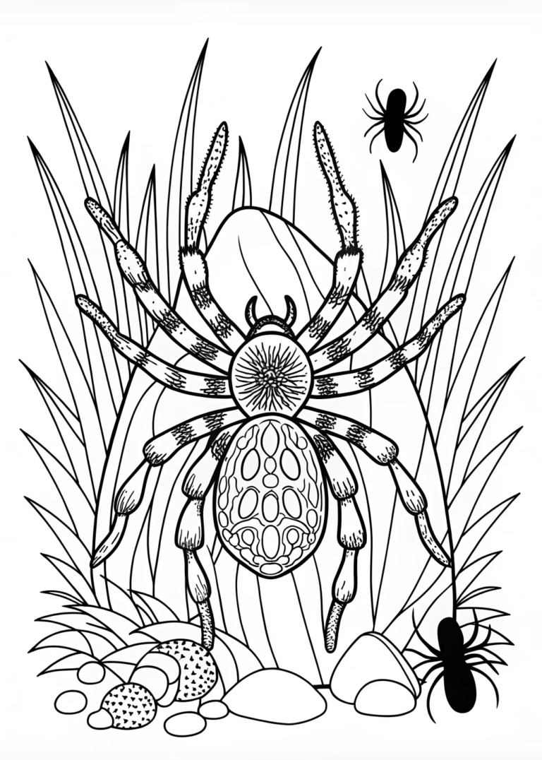 Spider by the Tranquil Lake coloring pages