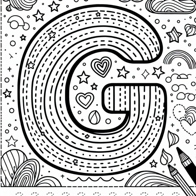 Letter G Doodle Heaven Coloring Page ColorBliss Letter g doodle heaven coloring page colorbliss