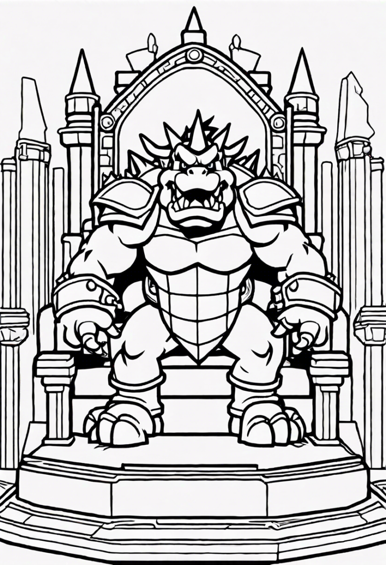 Bowser on His Throne Coloring Page ColorBliss