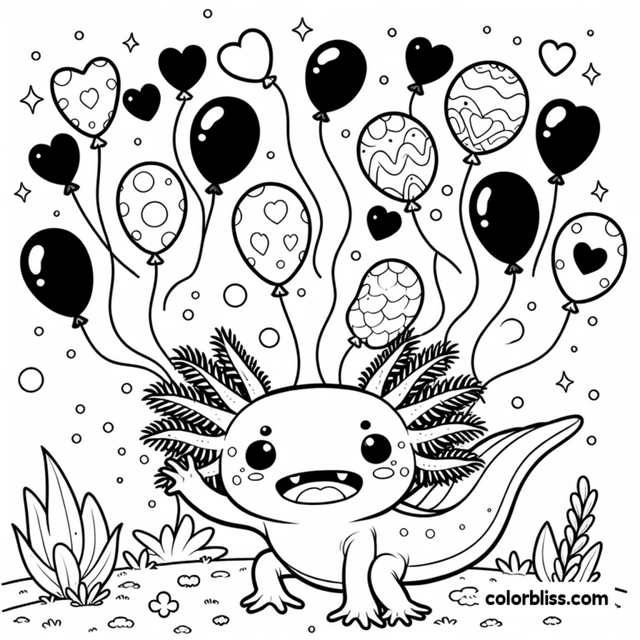 King Axolotl in His Royal Crown Coloring Page ColorBliss