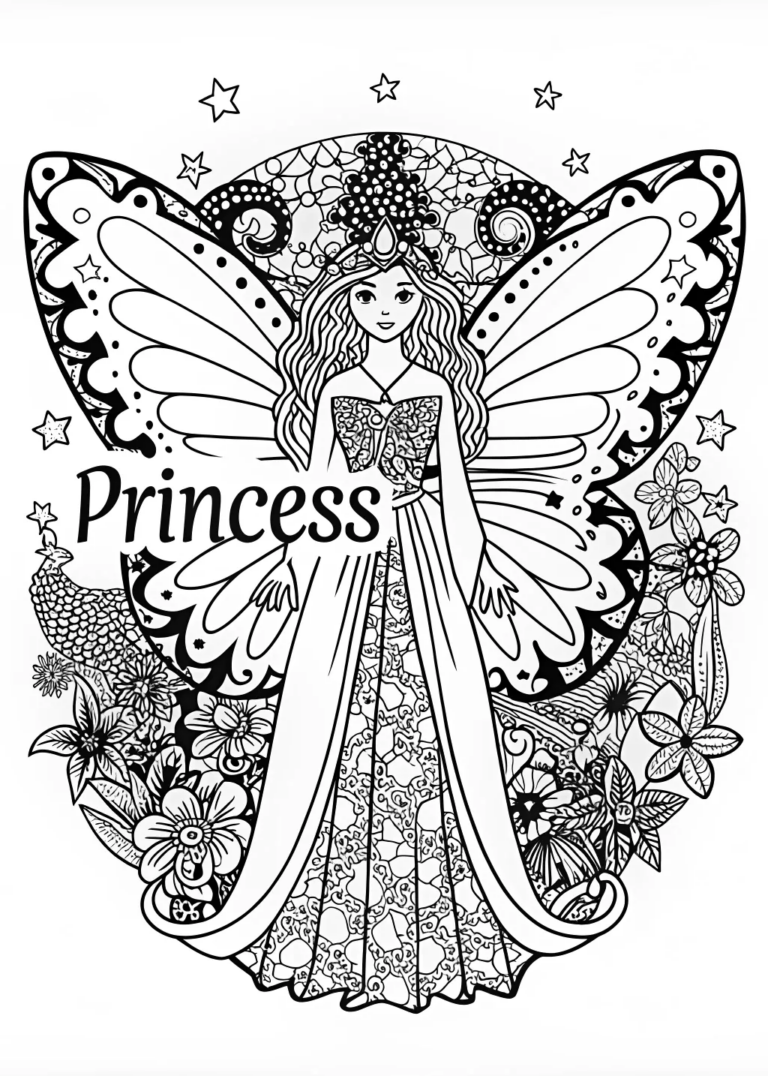 Fairy Princess Coloring Pages For Kids